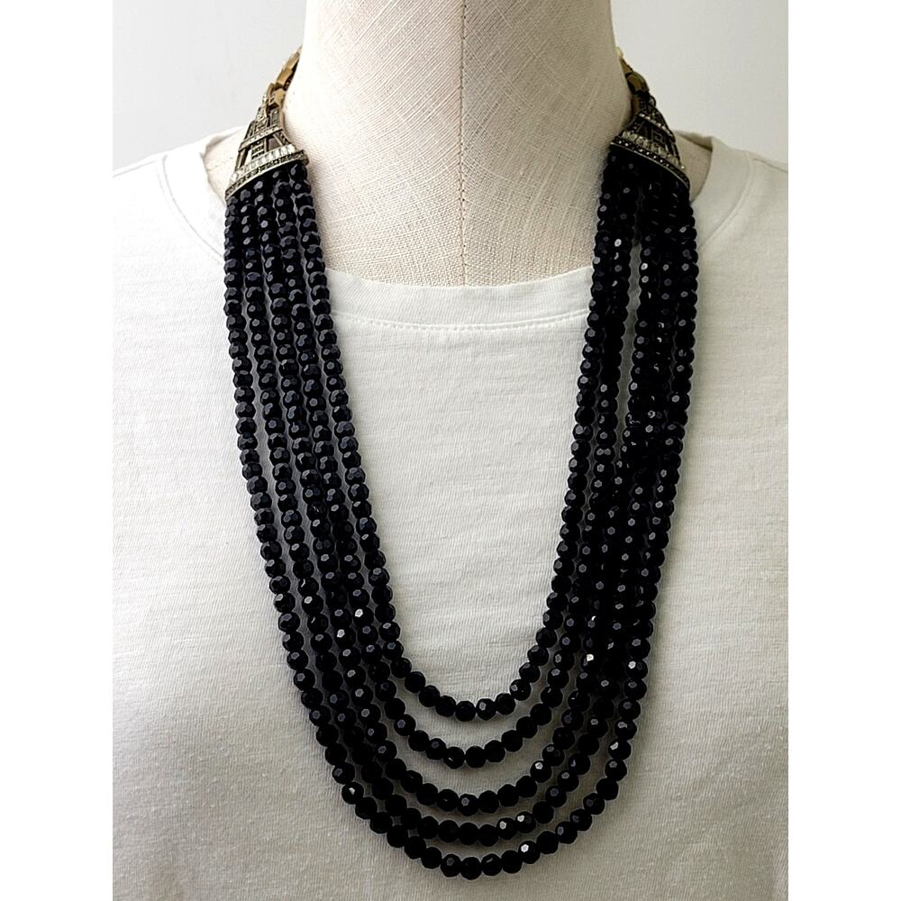 Heidi Daus Age of Elegance Multistrand Black Beads w Crystal-Accented Ends